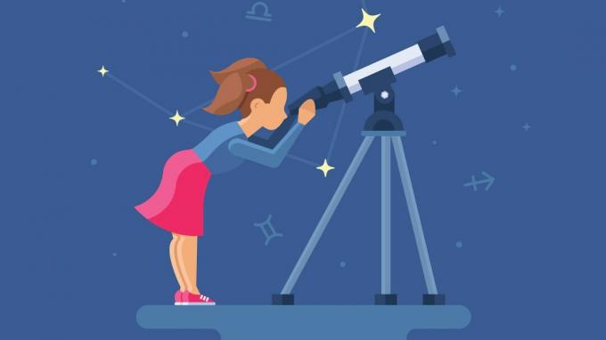 ADHD के साथ एक किशोर एक दूरबीन के माध्यम से देख रहा है, खुद को सितारों के लिए पहुंचने के लिए सशक्त बनाता है
