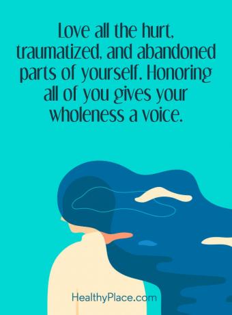 मानसिक बीमारी उद्धरण - सभी आहत, दर्दनाक और अपने आप को छोड़ दिया भागों से प्यार करें। आप का सम्मान करते हुए, आपकी आवाज़ को एक आवाज़ देता है।